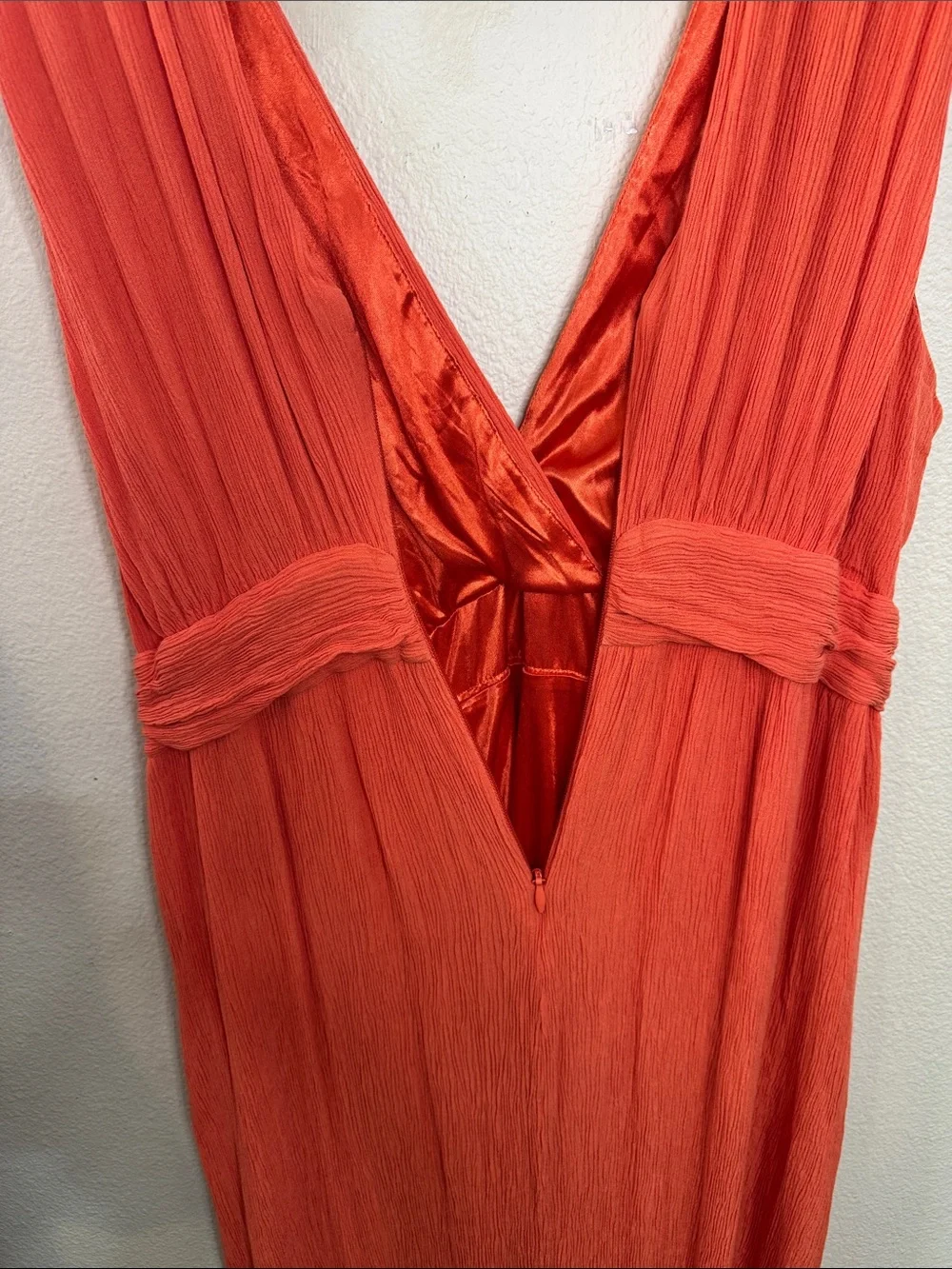 New York & Company Sleeveless V-Neck Maxi Dress in Coral Orange